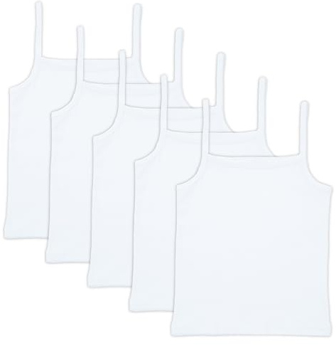 The Essentials Wardrobe Girls TEW 5 Pack Cami Vests - 8/9 YRS - White