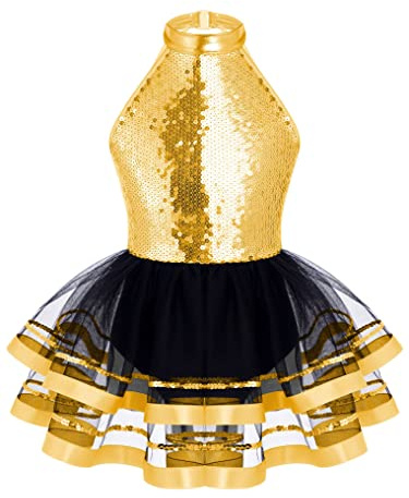 Kaerm Vestido de ballet para niños y niñas, traje de ballet con falda tutú, brillante, vestido de patinaje artístico, vestido de baile, carnaval, fiesta temática, disfraz de danza