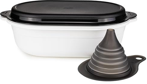 Tupperware Siebservierer oval 2,5 L Thermosgefäß weiß (inkl. Faltsieb schwarz)