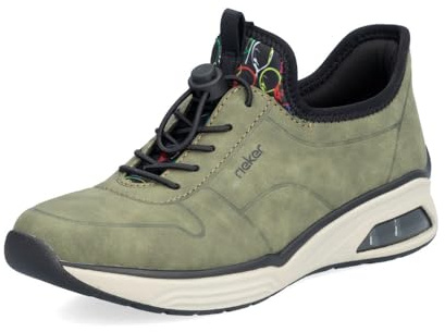 Rieker Damen Low-Top Sneaker M5651, Frauen Halbschuhe, lose Einlage,straßenschuhe,Strassenschuhe,Sportschuhe,Freizeitschuhe,grün (54),40 EU / 6.5 UK