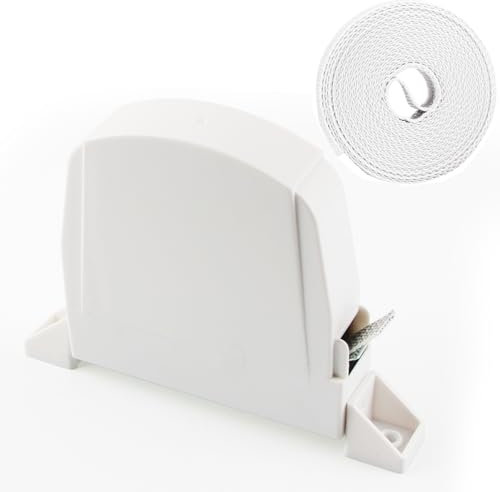 badaren Roller Shutter Belt Winder, Screw-On Winder, 180° Rotation, Roller Shutter Winder, White, Belt Winder, Flush-Mounted, Includes 14 mm Wide x 5 m Wire, Roller Shutter Cord Winder (White-BB)