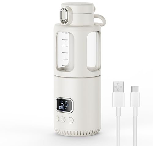 HOVCEH Flaschenwärmer Baby Unterwegs, Baby Flaschenwärmer USB, 10000mAh 350ml Breiwärmer Unterwegs, Flaschenwärmer Baby Kabellos, Elektrischer Flaschenwärmer, Tragbarer Fläschchenwärmer To Go 37~55 °C