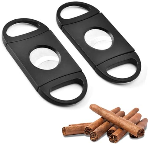2Pcs Cigar Cutters Stainless Steel Anti-Slip Grip Portable Pocket Size Sharp Cigar Cutter Scissor Tool