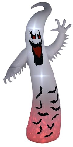 Outsunny 11.8FT Tall Halloween Inflatable Spooky Ghost, Blow Up Outdoor Halloween Decoration with Build-in LEDs and Rotating Light for Garden, Lawn, Party