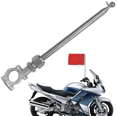 Mât de drapeau de moto en acier inoxydable, support de mât de drapeau de moto,Mât de drapeau télescopique à montage sur guidon | Support de décoration de drapeau à longueur réglable pour les longs tra
