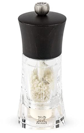 Peugeot - Oléron 14 cm Salt Mill - Classic Grind System - Zirlion Mechanism for Celtic Salt in Zirconia - Powdered Salt Innovation - PEFC-Certified Wood and Acrylic - Chocolate Finish