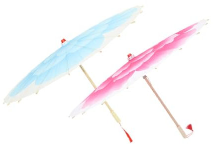 Healvian 2pcs Coaplay Chinese Peony Flower Paper Umbrella Wedding Decorative Asian Style Cosplay Dance Umbrella