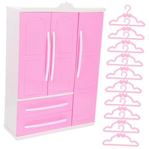 Mipcase Miniature Dressing Armoire avec Cintres pour Vêtements de Poupée Accessoires Maison de Poupée Solide pour Organisateur de Chambre de Jeu