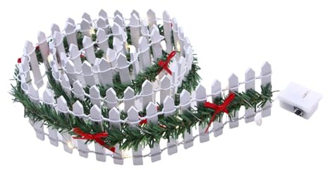 Valla de jardín de hadas de Navidad, accesorios en miniatura, decoración LED, valla de piquete, casa de muñecas de Navidad, miniatura, ornamento