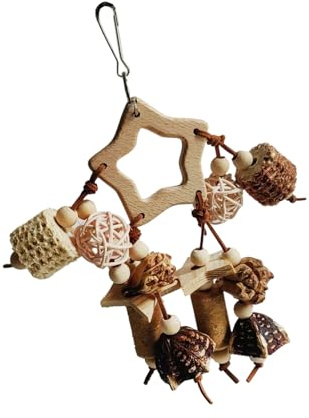 Tmboryuu Pappagalli in Legno Naturale Giocattolo da Masticare morsi Frutta Gabbia a Corda appesa foraggiamento Becco macinazione per arricchimento Gabbia pappagalli Becco Taglio Giocattolo