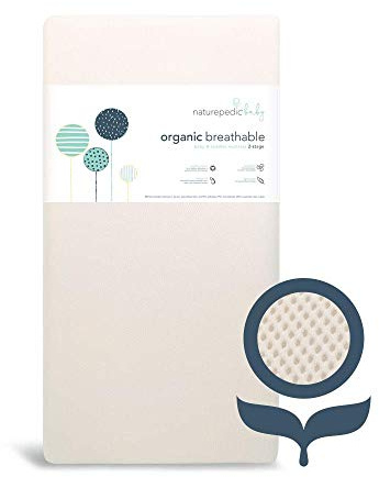 Naturepedic Organic Crib Mattress - 2-Stage Lightweight Infant & Toddler Mattress with Protector Pad - Waterproof, Breathable & Non-Toxic for Baby and Toddler Bed