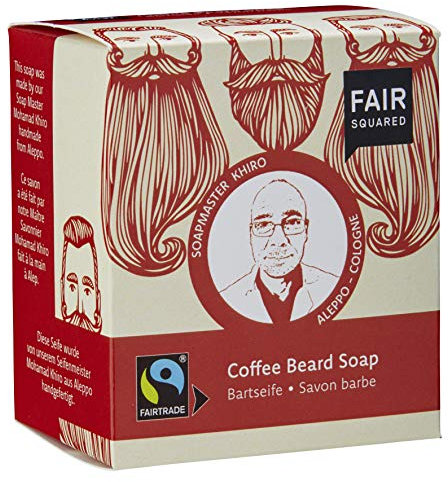 FAIR SQUARED Vegane Bartseife für Männer 2 x 80 Gramm Bar - feste Herren-Seife für glänzenden Bart durch Fairtrade Öle - Zero Waste und -neutral - Natürliche Bartpflege - Perfekt für Bartträger