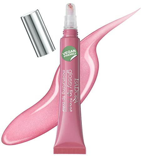 IsaDora Glossy Lip Treat Lipgloss - Pflegender Lip Gloss für volle Lippen - Stimuliert Kollagenbildung - Einzigartiger Glanz ohne zu kleben - Vegan mit Shea-Butter - Pink Pearl