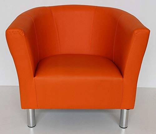 MARTHOME Sillón Club Trio, sillón tapizado, puf, Taburete, sillón de cóctel, sillón de Piel sintética salón, Oficina, Dormitorio, Sala de Espera (Naranja)