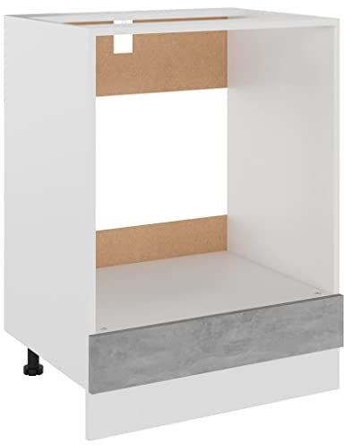 vidaXL Herdumbauschrank Küchenschrank Ofenschrank Backofenschrank Herdschrank Küchenzeile Küchenmöbel Backofen Betongrau 60x46x81,5cm Holzwerkstoff