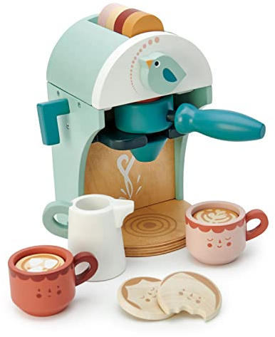 Tender Leaf Toys Kaffeemaschine (Holzspielzeug, Material Holz, Kinderspielzeug, fördert die Feinmotorik, Bunt) 7508225