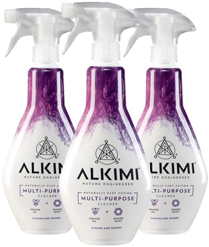 ALKIMI Multi-Surface Cleaning Spray, Pack of 3 – Powerful Cleaning, No Harsh Chemicals, with Natural Orange Oil and Ginger Root