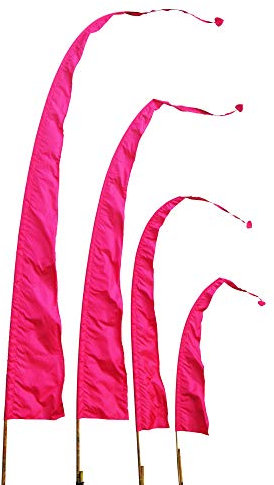 Drapeaux de Bali Tissu SANUR avec Pointe en Forme de Coeur, différentes Couleurs et Longueurs, longueur:7 Meter, couleur:fuchsia