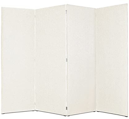 DESHOME - Separe divisorio interno dal design moderno, tessuto idrorepellente struttura in legno 4 ante - Separè divisorio paravento richiudibile pieghevole (Bianco crema)