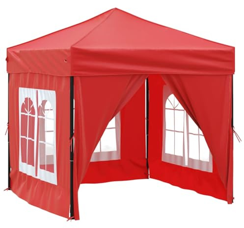 Tente de réception pliable avec parois Rouge 2x2 m