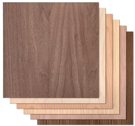Proflex Variety Pack Plywood 6pcs, 1/8 x 12” x 12” Real Wood Plywood Sheets Premium “A” Grade with Smooth Sanded Finish, Perfect for Laser Cutting & Engraving, Crafts, and DIY