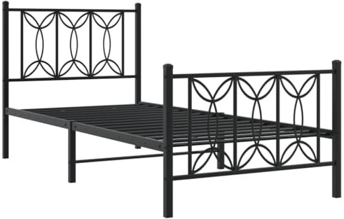 vidaXL Sängram med huvudgavel och fotgavel svart metall 80x200 cm, säng, metallsäng, metall sängram, sängar, metallsängar, metall sängramar, gästsäng