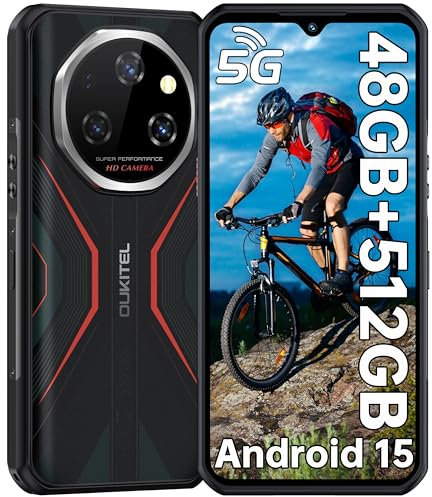 OUKITEL WP55 Pro 5G Telephone Portable Incassable - Android 15, 48Go+512Go/TF2To Smartphone Incassable, 120Hz 6.6FHD+ 2.4K,108MP+32MP+8MP Vision Nocturne 11000mAh 33W IP68/IP69K,Dual SIM/NFC/OTG 2025
