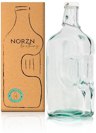 Bouteille verre 2L - Carafe eau verre avec bouchon, Pichet eau, jus, lait, Adaptées au réfrigérateur ou porte frigo, Gourde 2 litres, Verre 100% recyclé et sans additifs - Couleur transparent