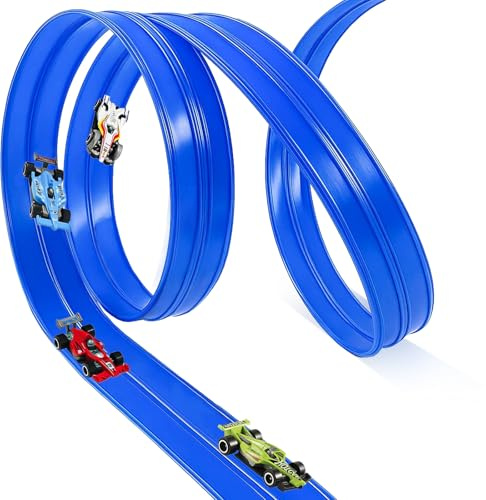 Pista Macchinine Flessibile 5 Metri, Pista Cars con 4, Piste Macchinine per Bambini Giocattolo Regalo per Bambini a Partire dai 3 anni in su