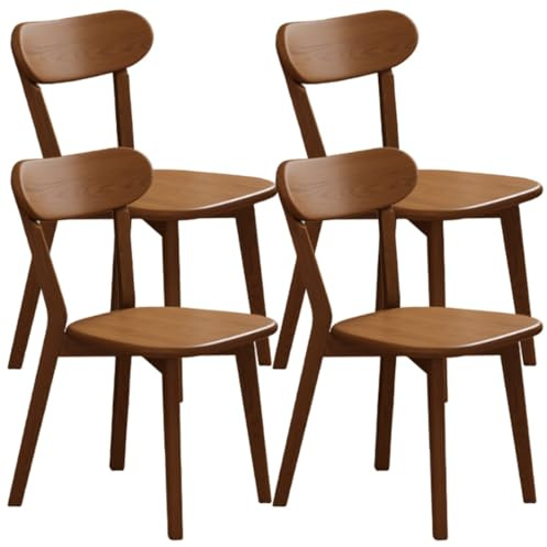 YVYKFZD Chaises de Salle à Manger en Bois Massif, Ensemble de Chaise Salle à Manger avec Dossier incurvé, Chaise de Cuisine sans accoudoirs, Chaises Salles a Mangers(Walnut,4 pcs)