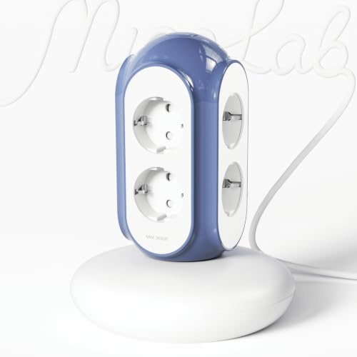 MiaoLab Tower Power Strip med 6 AC-uttag, 3680W/16A, 1420J Surge Protector, 479 g viktbas, 6,5 ft tung förlängningssladd, inbyggt överladdningsskydd, perfekt för kontor, kök och sovrum