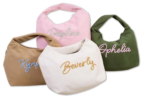 ART LUNIC Tote De Pana Personalizado, Bag Bandolera Con Nombre Bordado, Bolso De Viaje/Salida Diaria, Regalo Para Damas De Honor, Mujeres, Madre