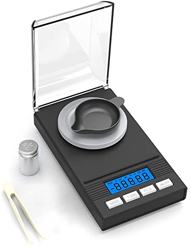 Tacdas Scala in Milligrammi 50G/0.001G, Bilancia di Precisione in Milligrammi, MG, Bilancia Tascabile, Bilancia da Laboratorio con Display LCD, Scala per Lettere