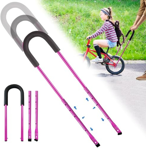 BORDEAG Asta di spinta per bicicletta, regolabile, supporto per l'apprendimento della bicicletta, per manubrio, aiuto per l'apprendimento della bicicletta, adatto ovunque, barra di spinta universale