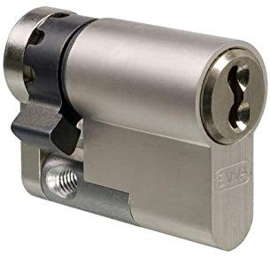 EVVA ICS Halbzylinder mit 3 Wendeschlüssel + Sicherungskarte, Hochsicherheits-Zylinderschloss, Schließanlage, einzelschließend oder gleichschließend, Länge A:32 mm