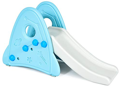 BABY JOY Kids Slide, Freestanding Baby Mini Play Climber Slide Set for Indoor Outdoors Use, Children Toy Playset with Non-Slip Widened Pedals, Suitable for 6 Month - 8 Years Baby Toddler (Blue)