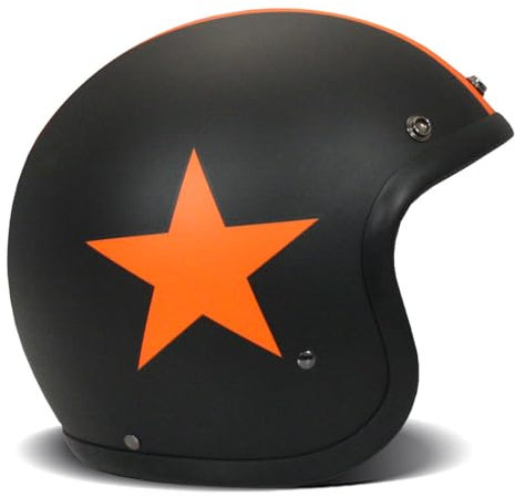 DMD Vintage Star Black Orange Open Face Helm Jethelm Motorradhelm, XL