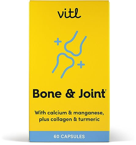 Vitl Bone & Joint Supplement - 60 Capsules - with Calcium, Manganese, Hydrolysed Type II Collagen & Turmeric - Maintenance for Joints, Bones & Cartilage - Support Mobility & Flexibility
