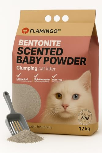 Flamingo Kattlåda EUROPE - talkdoft för spädbarn - 12 kg för 10 veckor - ursprung Europa - neutraliserar obehagliga lukter - skonsam mot tassarna - även för kattungar