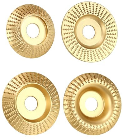 QWORK® 4 piezas de muela abrasiva de madera, discos madera amoladora, diámetro interior 22,2 mm para amoladoras angulares