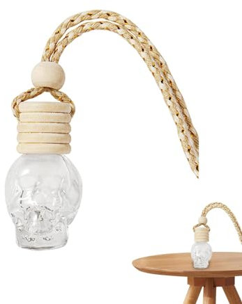 Car Air Freshener, 8ML Perfume Bottle, Empty Car Diffuser Bottle Ornament, Refillable Perfume Pendant Bottle, Skull Shape Car Ornament For Living Room And Car