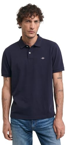 GANT Polo Reg Emb Archive Shield para Hombre, Azul Noche, M