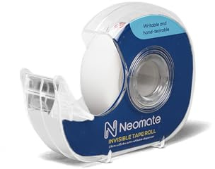 Neomate Magic Tape mit nachfüllbarem Spender, 1,9 cm x 25,4 m, unsichtbar, beschreibbar, handreißbar, für Schule, Zuhause und Büro