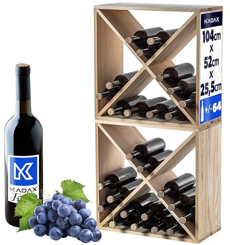 KADAX Casier en bois pour vin, 52 x 25,5 x 104 cm, étagère rustique pour nombre de bouteilles, support peu encombrant, armoire stable