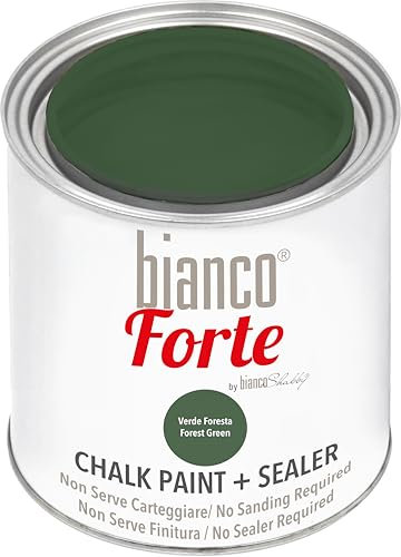 Bianco Forte - Verde Bosque - (250ml) Pintura a la Tiza con Acabado/Protección 2 en 1: Chalk Paint Súper Resistente para Muebles, Paredes y Puertas – Secado Rápido, Interior/Exterior, Mate
