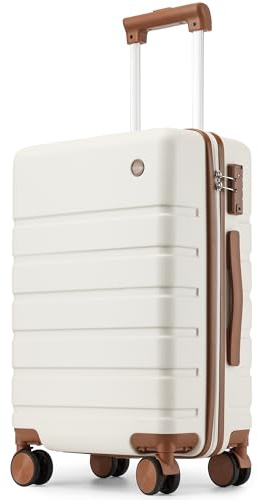 Hulsin Carry on Luggage Suitcase, 22x14x9 Airline Approved 20 Inch Hardside Carry-on Luggage with Spinner Wheels, Hard Shell Luggage with TSA Lock, Hard Case Small Travel Suitcase (White, 20-Inch)