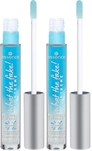 Essence Cosmetics what the fake Voluminizador labial EXTREME PLUMPING LIP FILLER, revitalizar, resultado inmediato, dar volumen, brillante, reluciente, 4.2 ml (Paquete de 2)