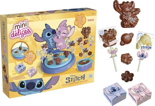 Lansay | Mini DÉLICES - Stitch & Angel – Atelier de Confection de Chocolat | Kit Chocolaterie Enfants avec Moules et Autres Accessoires | Chocolats en Forme de Stitch | Création Gourmande dès 6 Ans