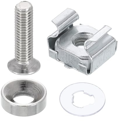 PATIKIL M5 x 20mm Rack Mount Cage Nut, 20 Pcs Carbon Steel Rack Screws Zinc Square Snap-in Cage Nuts for Mount Server Cabinet Shelves Routers Audio Console, Silver