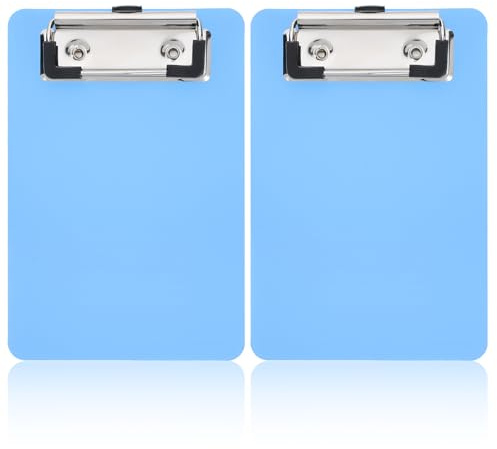LXUEJIE Mini Clipboards 4 x 6, 2 PCS Black & Blue Plastic Small Clipboards A6 Letter Size Mini Clipboard with Retaining Clips Portable Pocket Clipboard for Home Restaurants Supermarket Offices